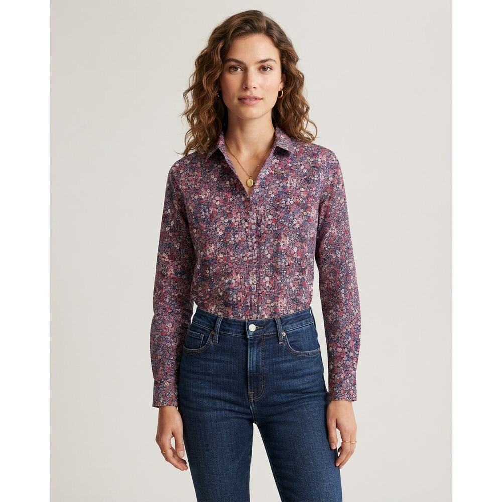 J.Crew Liberty Fabric Floral Button Down Shirt Long Sleeve Womens Size 0 Preppy